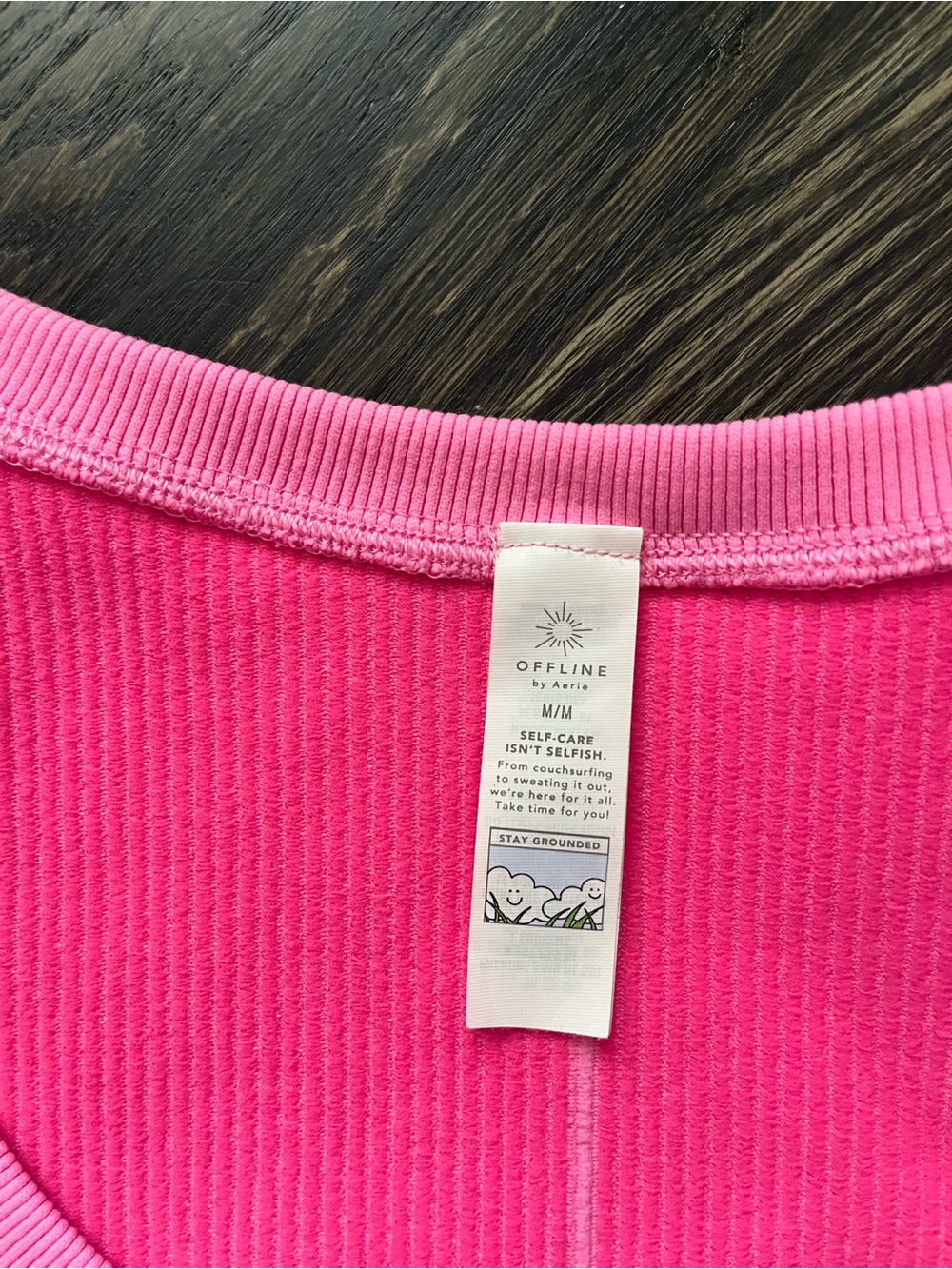 Aerie Offline Seamless Corset Ribbed Stretch Crop Top Size M Hot Pink Barbie - Picture 5 of 6